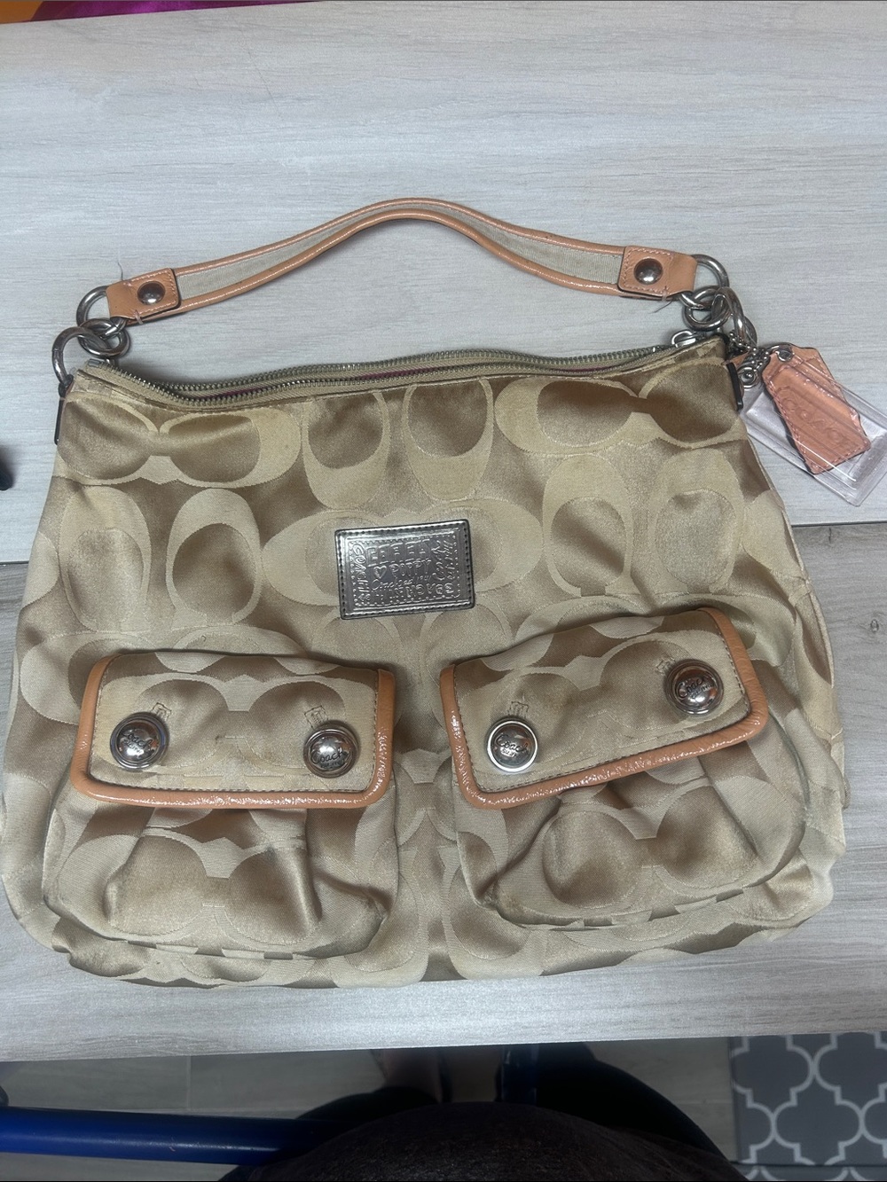 COACH POPPY SIGNATURE "C" MONOGRAM HANDBAG SHOULDER PURSE SATCHEL